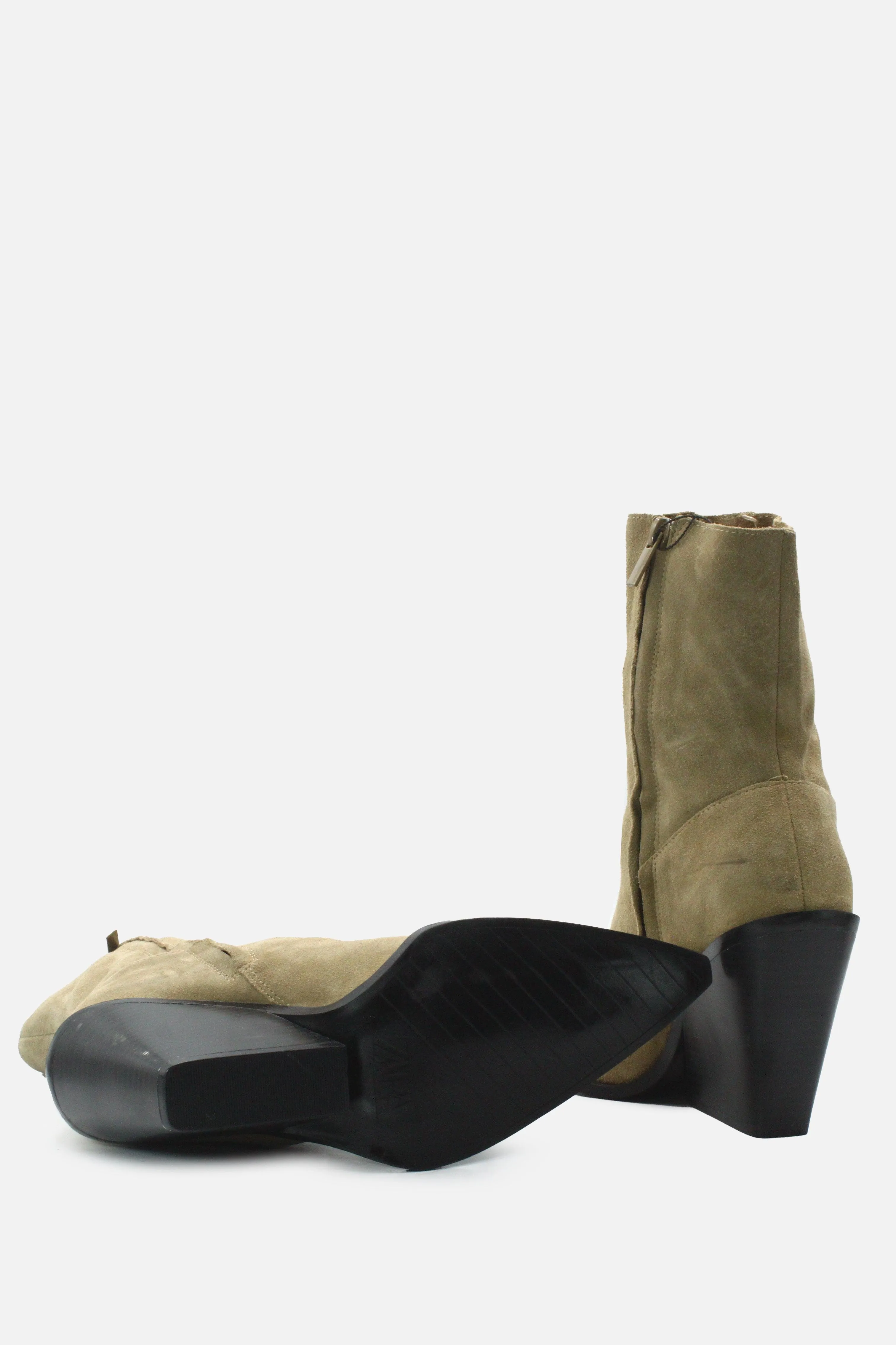 Zara Zipper Wedge Ankle Boots | Suede