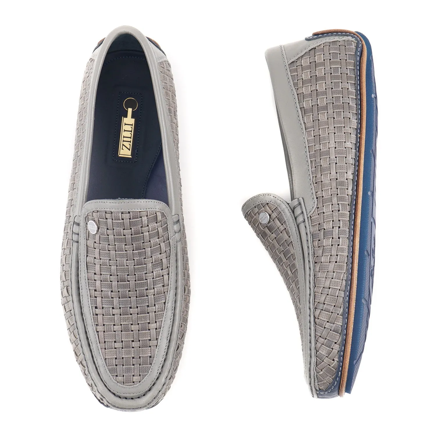 Zilli Woven Leather Driving Loafers